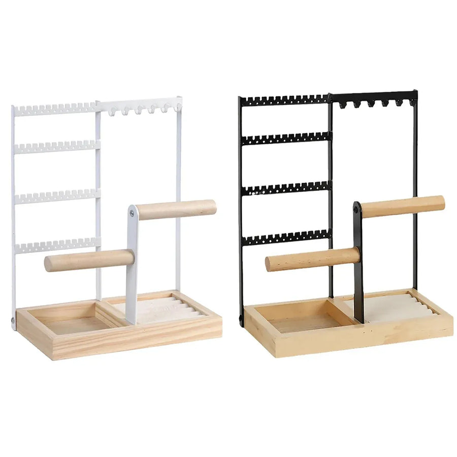 Jewelry Earring Bracelet Display Rack Jewellery Stand Necklace Organizer Holder - White