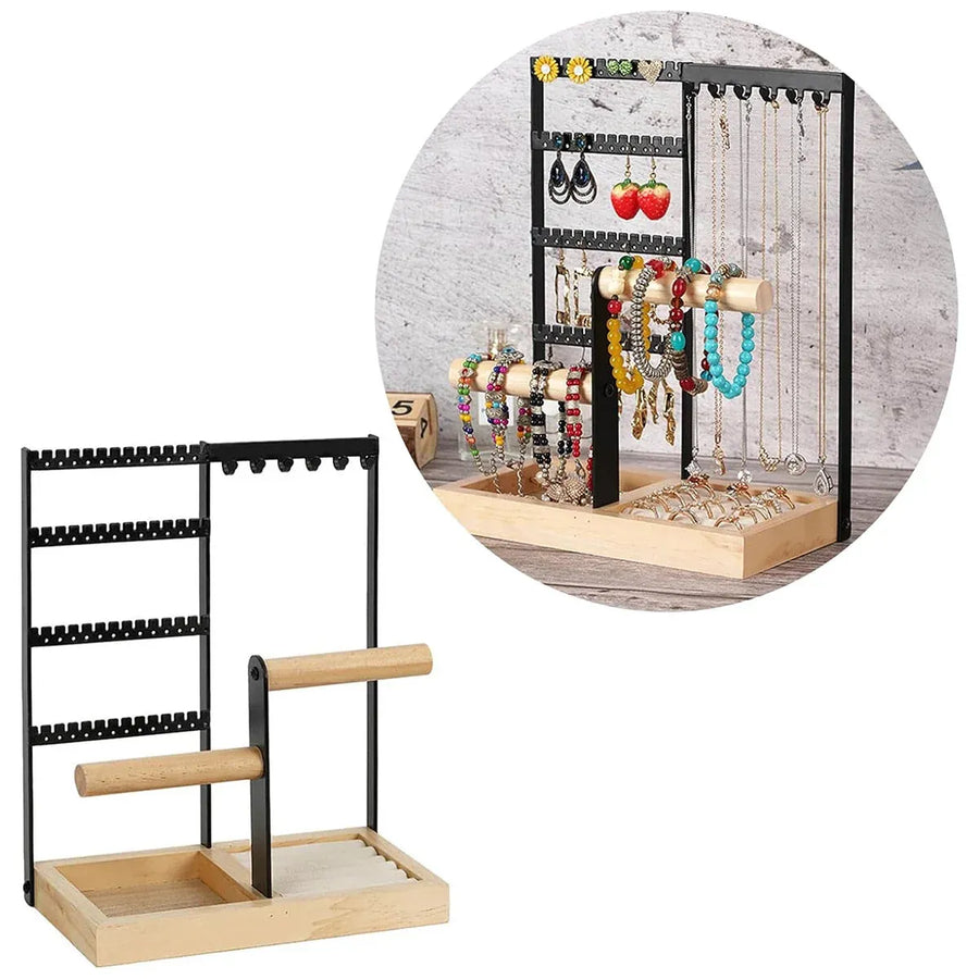Jewelry Earring Bracelet Display Rack Jewellery Stand Necklace Organizer Holder - White