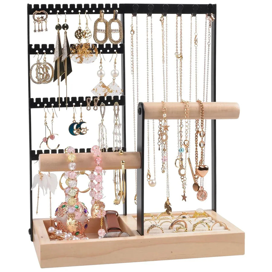 Jewelry Earring Bracelet Display Rack Jewellery Stand Necklace Organizer Holder - White