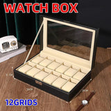 12Grids Leather Watch Jewelry Display Storage Holder Case Box