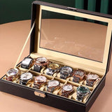 12Grids Leather Watch Jewelry Display Storage Holder Case Box