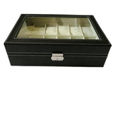 12Grids Leather Watch Jewelry Display Storage Holder Case Box - 45-Degree Angle