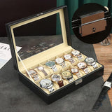 12Grids Leather Watch Jewelry Display Storage Holder Case Box - Low Angle