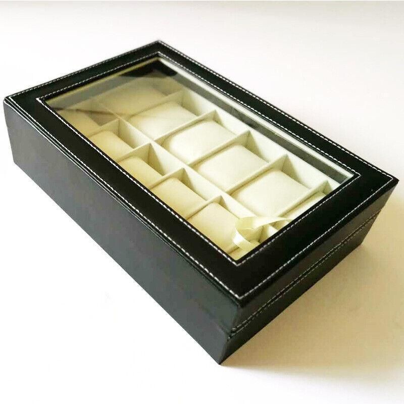 12Grids Leather Watch Jewelry Display Storage Holder Case Box