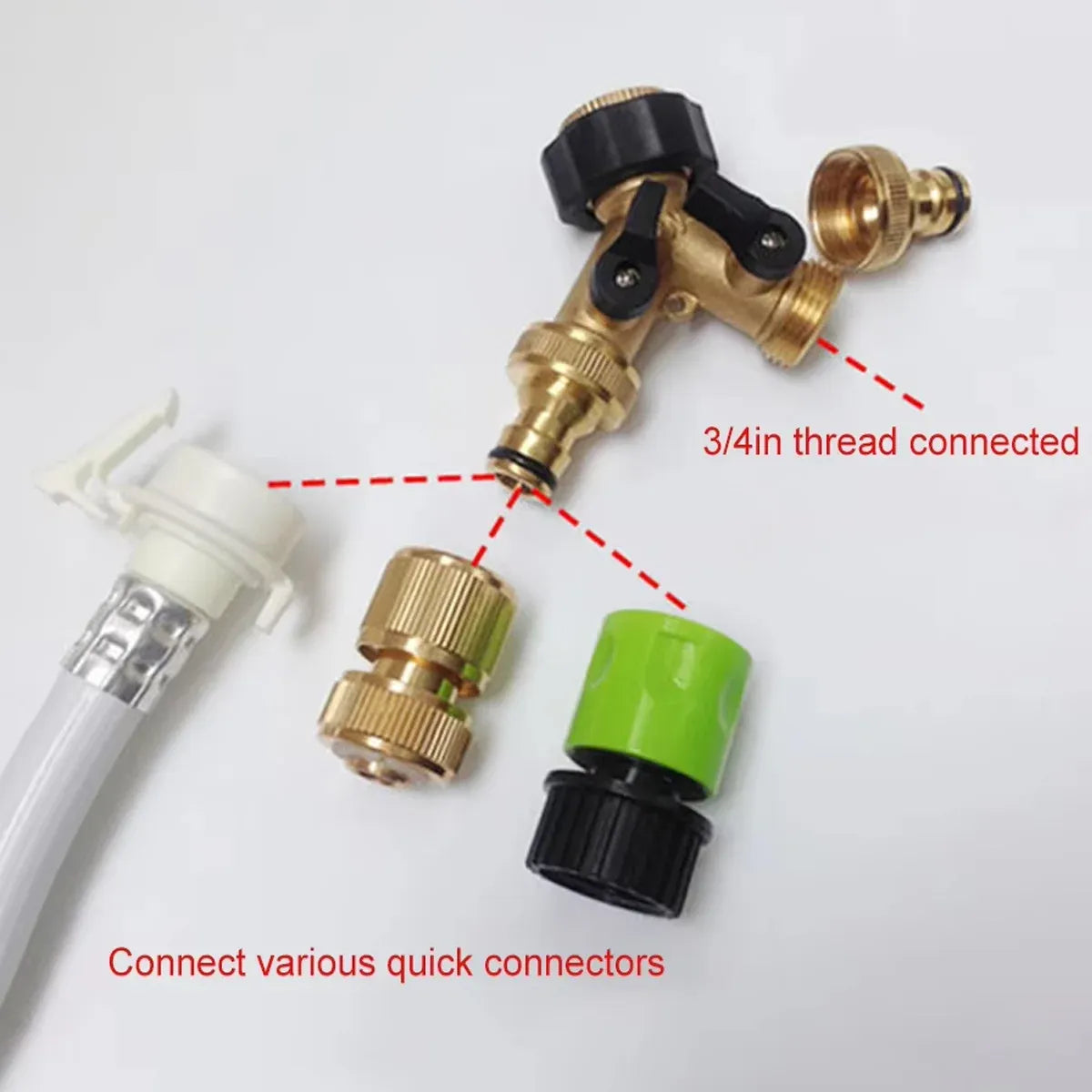 2 Way Solid Brass Hose Splitter 2-Way Hose Connector With Shut OFF/ON Valves