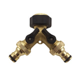 2 Way Solid Brass Hose Splitter 2-Way Hose Connector With Shut OFF/ON Valves - Extra Image