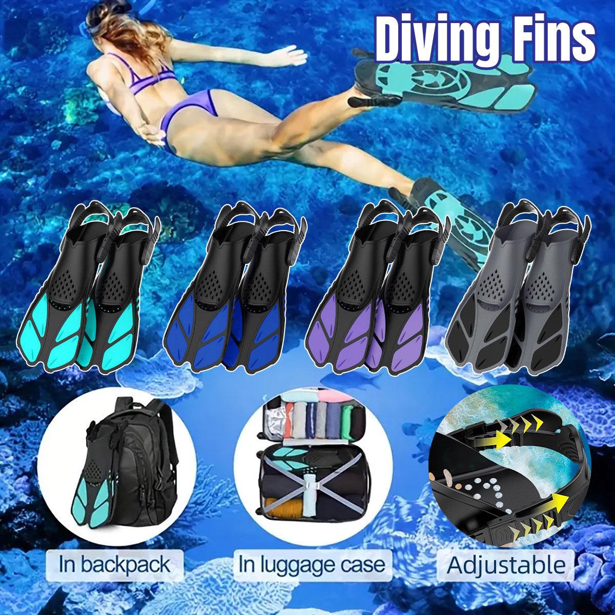 Adjustable Diving Flippers Swim Fins for Snorkeling Freestyle Training Gear - Black-S/M