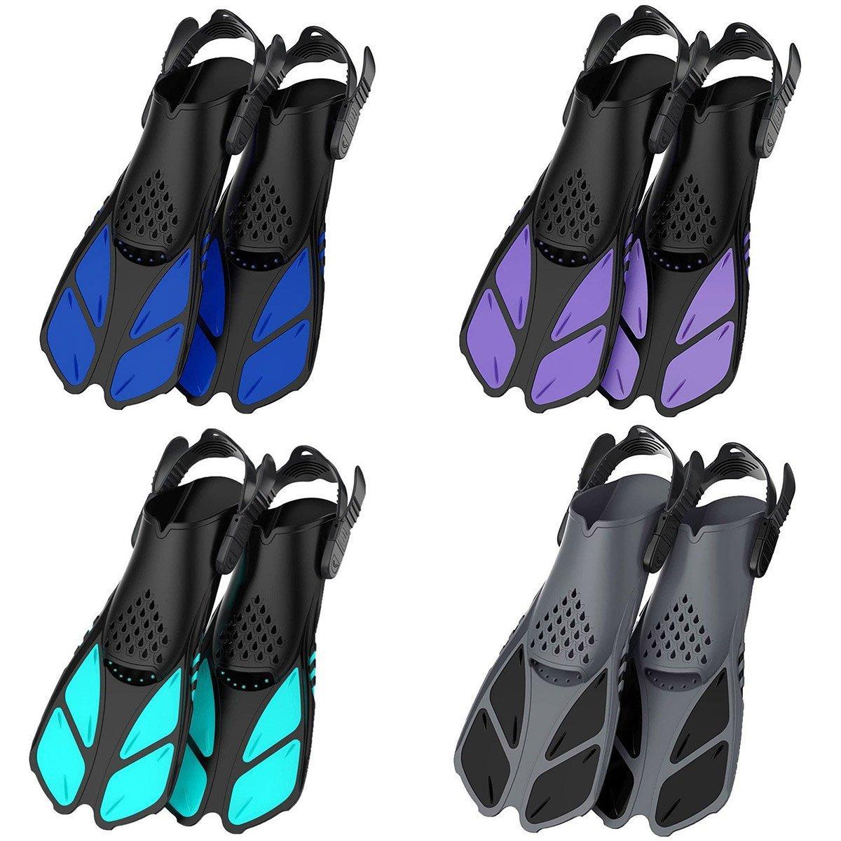 Adjustable Diving Flippers Swim Fins for Snorkeling Freestyle Training Gear - Black-S/M