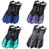 Adjustable Diving Flippers Swim Fins for Snorkeling Freestyle Training Gear - Blue-S/M - Front View