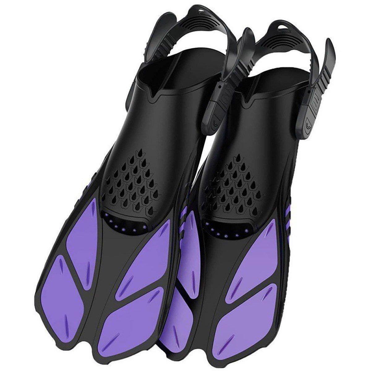 Adjustable Diving Flippers Swim Fins for Snorkeling Freestyle Training Gear - Purple-L/XL
