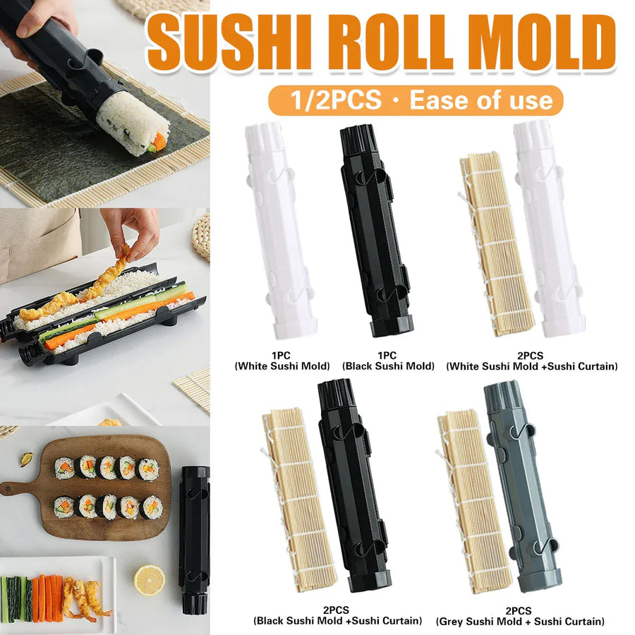 Sushi Roll Mold Non-Stick Food Grade Plastic for Home Kitchen DIY Sushi Making - White Maker Mat