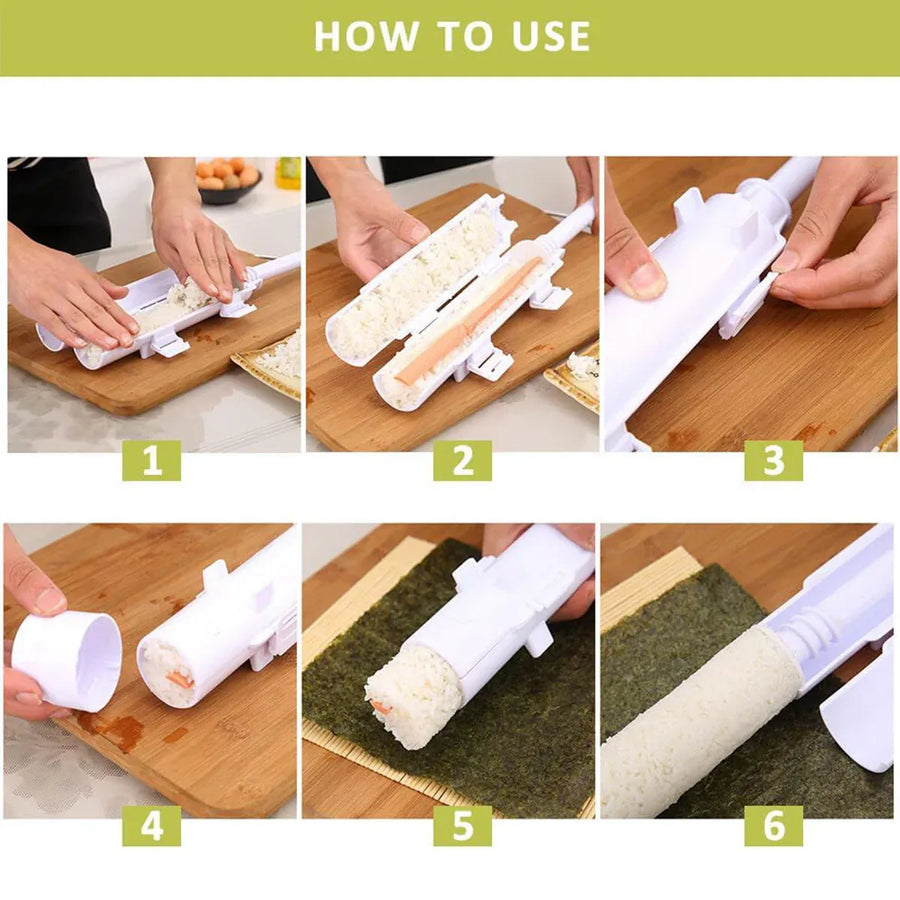 Sushi Roll Mold Non-Stick Food Grade Plastic for Home Kitchen DIY Sushi Making - White Maker Mat