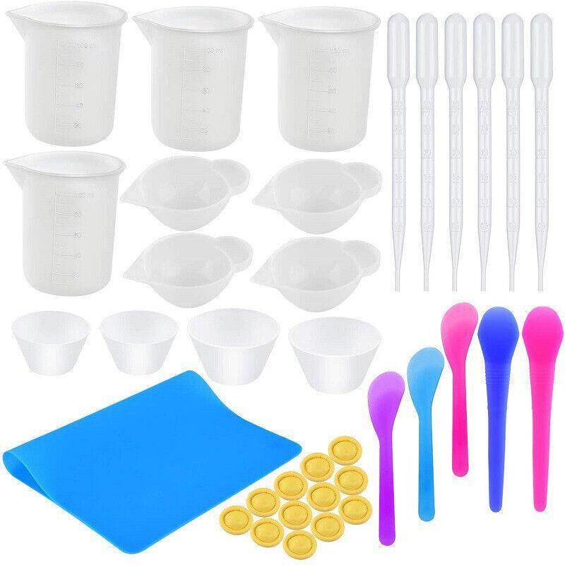 36PCS Silicone Mixing and Measuring Cup Set for Resin Casting and DIY Craft Projects