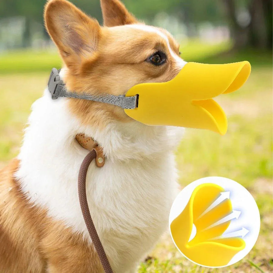 Comfortable Silicone Dog Muzzle Anti-Bite Soft Duck Muzzle Pet Training Supplies - L