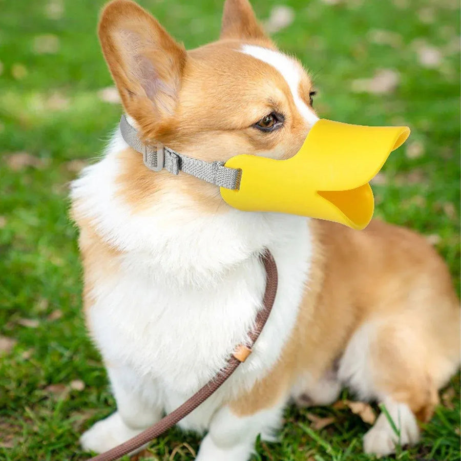 Comfortable Silicone Dog Muzzle Anti-Bite Soft Duck Muzzle Pet Training Supplies - L