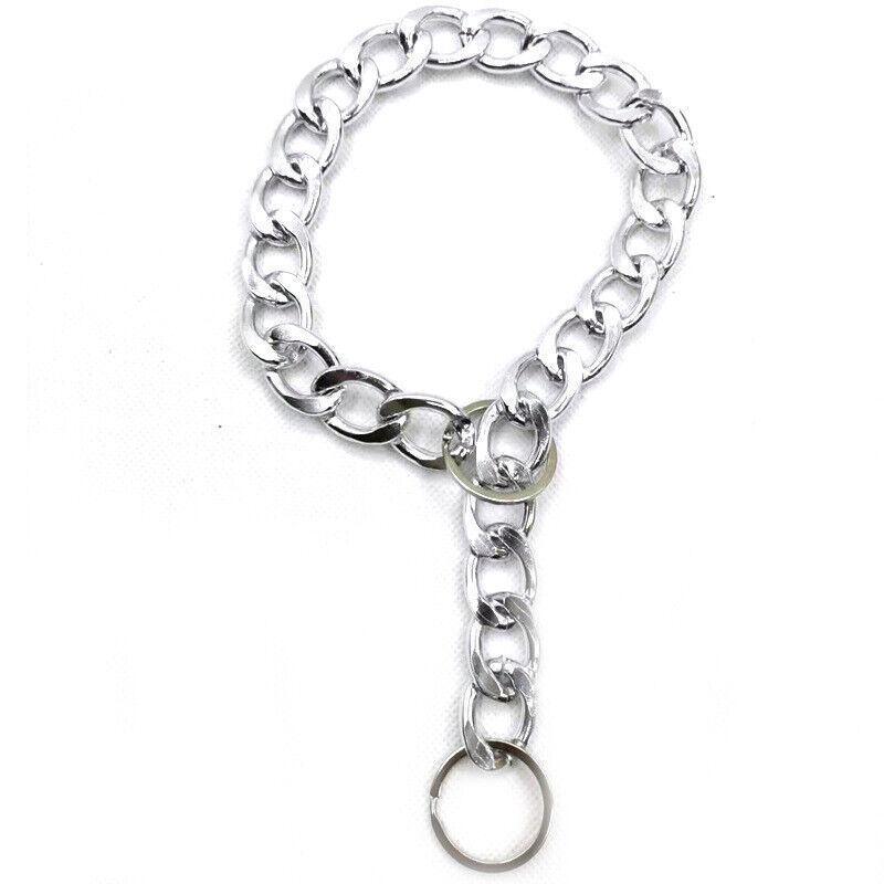 Dog Chain Collar Heavy Duty Choker Double Pet Slip Check Twist Link Chrome Chain Silver - 45CM