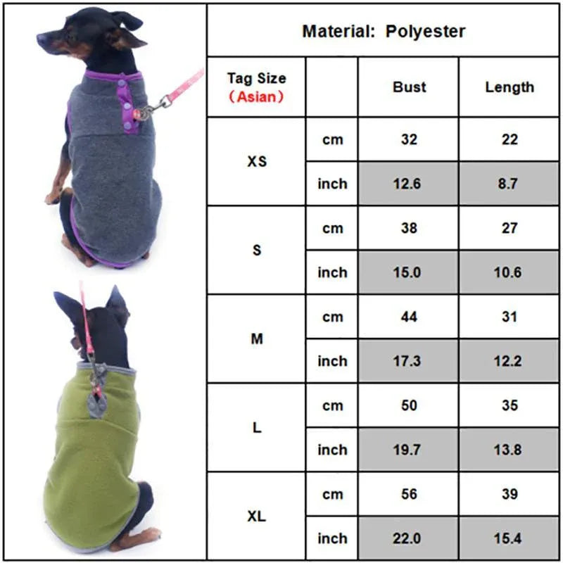 XL Pet Dog Puppy Winter Warm Fleece Jumper Vest Coat Jacket Apparel Clothes - Grey