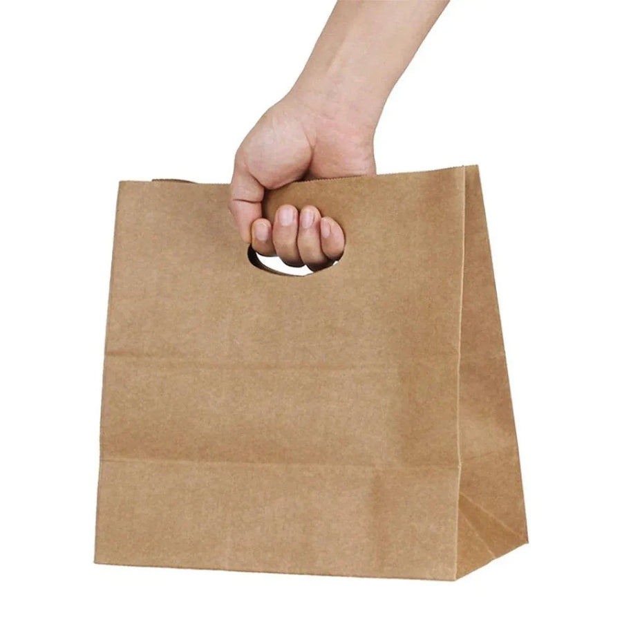 50PCS Scooped Kraft Paper Tote Bags Gift Bags for Party Wedding Packaging