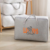 2pcs Cartoon Bear Luggage Organizer Storage Bags Blanket Quilt Closet Box Set - White-M - Extra Image