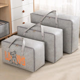 2pcs Cartoon Bear Luggage Organizer Storage Bags Blanket Quilt Closet Box Set - White-M - Extra Image