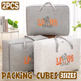 2pcs Cartoon Bear Luggage Organizer Storage Bags Blanket Quilt Closet Box Set - White-M - Extra Image