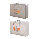 2pcs Cartoon Bear Luggage Organizer Storage Bags Blanket Quilt Closet Box Set - White-M - Front View