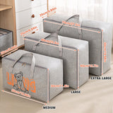 2pcs Cartoon Bear Luggage Organizer Storage Bags Blanket Quilt Closet Box Set - White-M - Side View