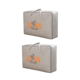 2pcs Cartoon Bear Luggage Organizer Storage Bags Blanket Quilt Closet Box Set - White-M - Rear View