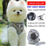 Grey Kitten Dog Cat Walking Harness Lead Leash Collar Pet Vest Mesh Adjustable - S
