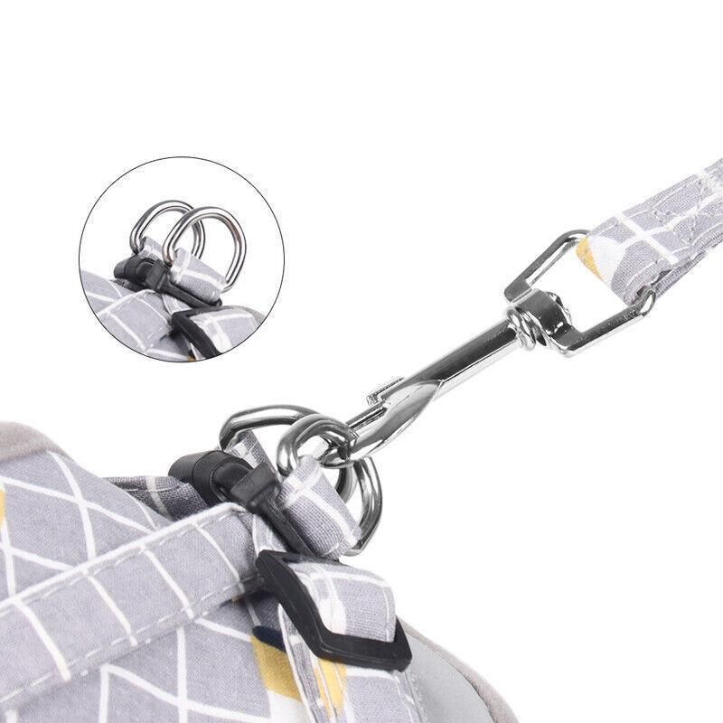 Grey Kitten Dog Cat Walking Harness Lead Leash Collar Pet Vest Mesh Adjustable - S