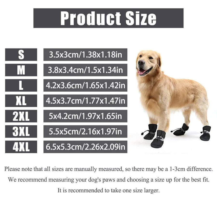 Set Anti Slip Waterproof Protective Dog Shoes Rain Boots Pet Socks Booties 4Pcs - L