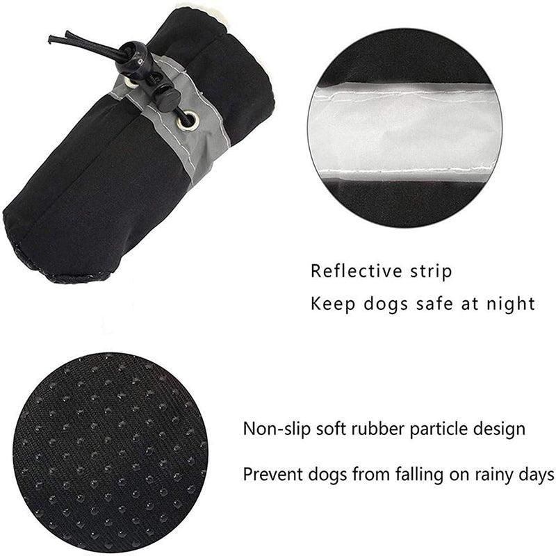 Set Anti Slip Waterproof Protective Dog Shoes Rain Boots Pet Socks Booties 4Pcs - L
