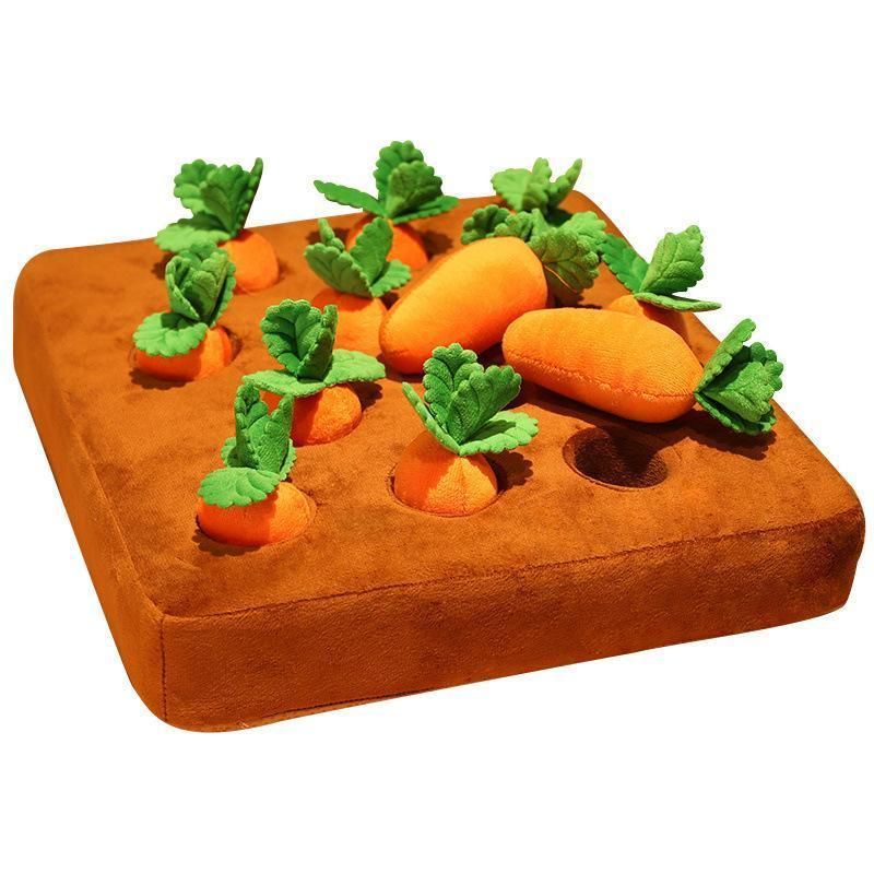 Carrot Plush Dog Toy Foraging Interactive Puzzle Mat for Small Puppies 35x35cm