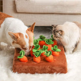 Carrot Plush Dog Toy Foraging Interactive Puzzle Mat for Small Puppies 35x35cm