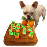 Carrot Plush Dog Toy Foraging Interactive Puzzle Mat for Small Puppies 35x35cm