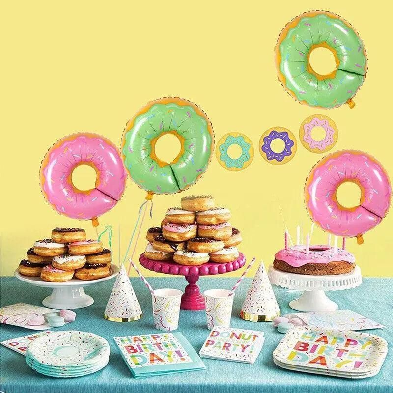 Donut Foil Balloon 75Cm Pink Green Spinkles Party Food Helium Quality Decoration - Green