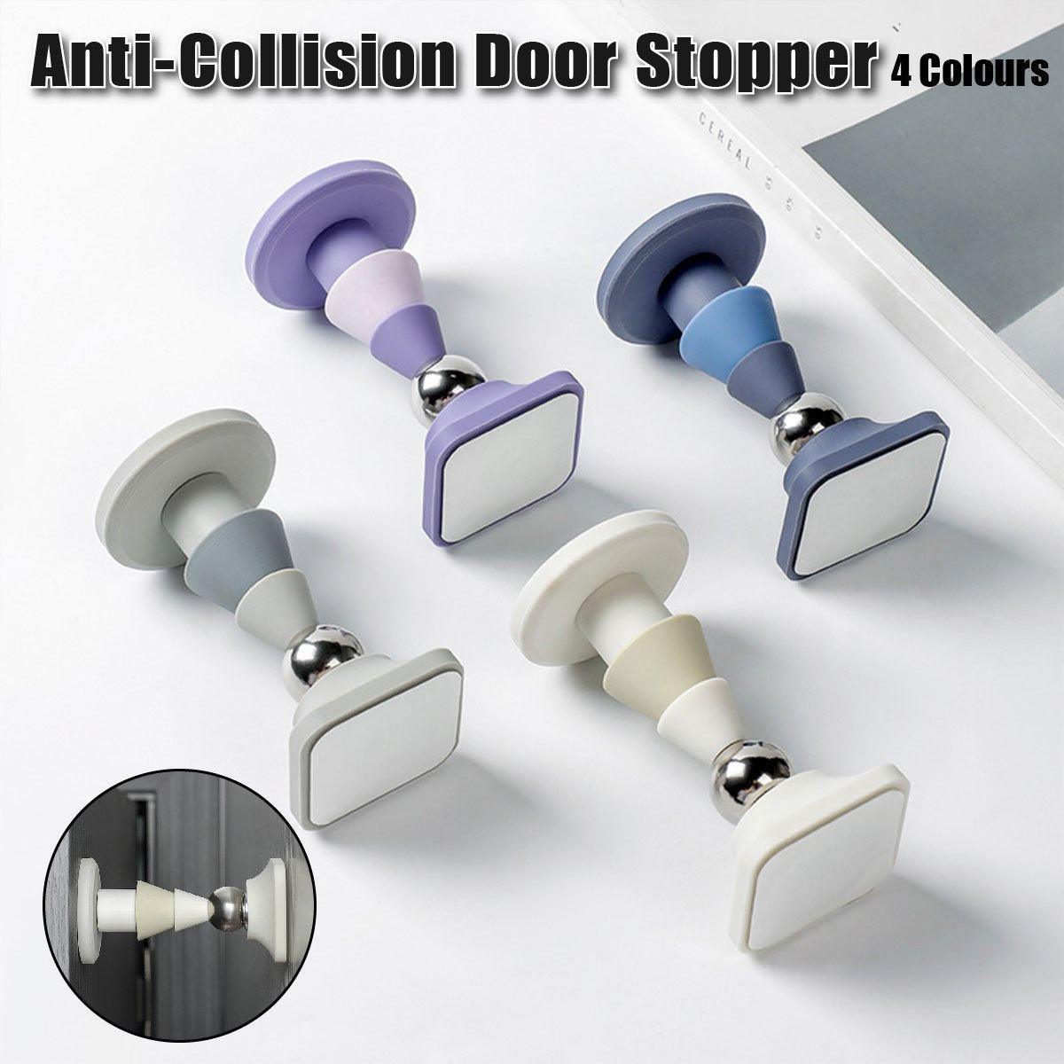 Silicone Silent Door Stopper with Suction Base and Secure Hold Catch Design - Grey