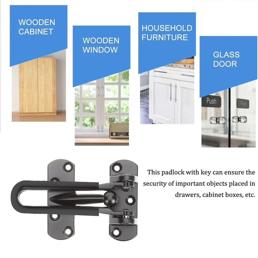 Anti Theft Lock Latch Door Bolt Security Lock For Home Bedroom Bathroom - Grey