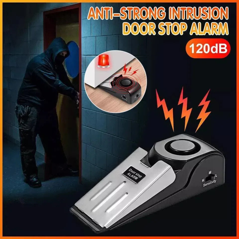 Home Security Wedge Door Stop Alert Detection Device Intruder Alarm Wireless