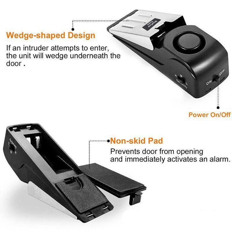 Home Security Wedge Door Stop Alert Detection Device Intruder Alarm Wireless