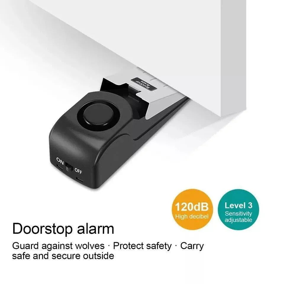 Home Security Wedge Door Stop Alert Detection Device Intruder Alarm Wireless