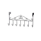 7-Hooks For Bedroom Over The Door Hanger Clothes Storage Towel Iron Hanging Rack - Black