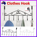 7-Hooks For Bedroom Over The Door Hanger Clothes Storage Towel Iron Hanging Rack - Black - Front View