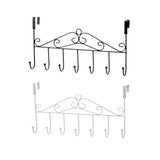 7-Hooks For Bedroom Over The Door Hanger Clothes Storage Towel Iron Hanging Rack - Black - Side View