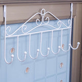 7-Hooks For Bedroom Over The Door Hanger Clothes Storage Towel Iron Hanging Rack - Black - Rear View