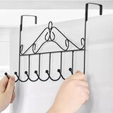7-Hooks For Bedroom Over The Door Hanger Clothes Storage Towel Iron Hanging Rack - Black - Extra Image
