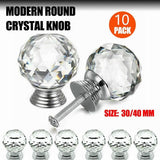 Crystal Glass Cabinet Knobs Drawer Pull Handles Cupboard Door Knob with Screws 10Pcs - 40mm - Front View