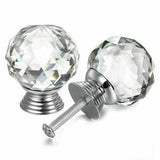 Crystal Glass Cabinet Knobs Drawer Pull Handles Cupboard Door Knob with Screws 10Pcs - 40mm - Rear View