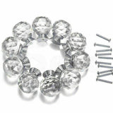 Crystal Glass Cabinet Knobs Drawer Pull Handles Cupboard Door Knob with Screws 10Pcs - 40mm
