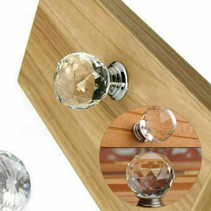 Crystal Glass Cabinet Knobs Drawer Pull Handles Cupboard Door Knob with Screws 10Pcs - 40mm